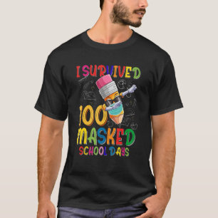 I Survived 100 Masked School Days Face Mask Dabbin T-Shirt