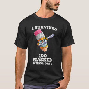 I Survived 100 Masked School Days Face Mask Dabbin T-Shirt