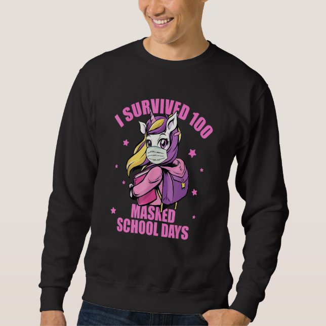 I Survived 100 Masked School Days  Kids Virtual Sc Sweatshirt (Front)
