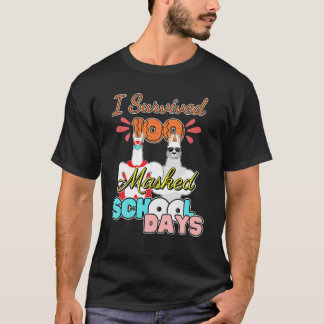I Survived 100 Masked School Days Llama Kids Boys T-Shirt
