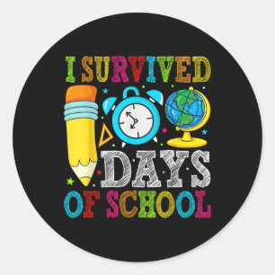 I Survived 100th Days Of School 100 Days Of School Classic Round Sticker
