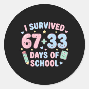 I Survived 100th Days Of School Math Teacher Kids Classic Round Sticker