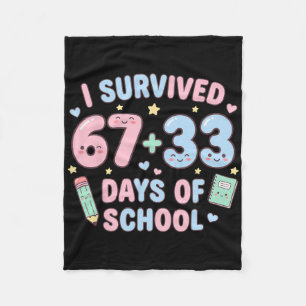 I Survived 100th Days Of School Math Teacher Kids Fleece Blanket