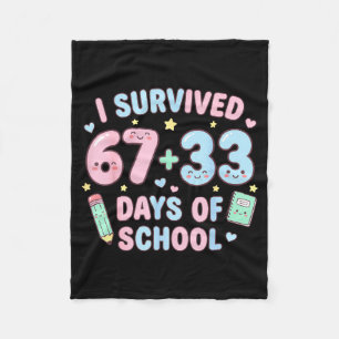 I Survived 100th Days Of School Math Teacher Kids Fleece Blanket