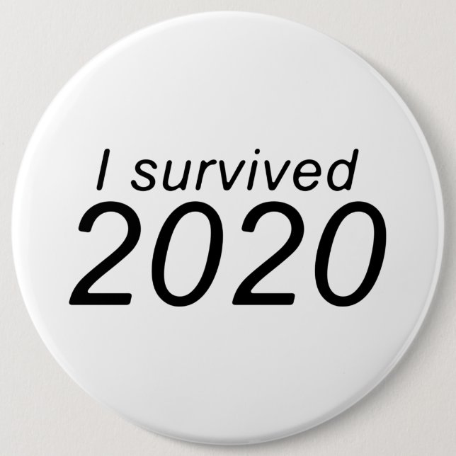 "I survived 2020" (BRIGHT) 6 Cm Round Badge (Front)