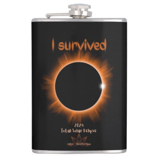 I Survived 2024 Eclipse Vinyl Wrapped Flask