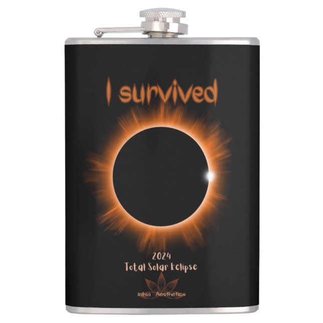 I Survived 2024 Eclipse Vinyl Wrapped Flask (Front)