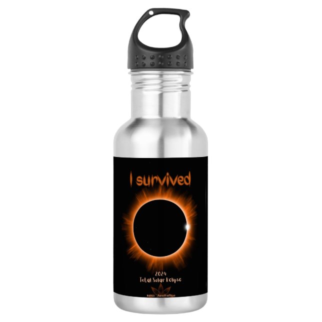 I Survived 2024 Solar Eclipse Water Bottle (Front)