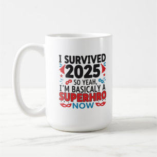 I Survived 2025 - Superhero Coffee Mug