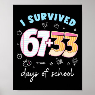 I Survived 67 + 33 100 Days Of School Teacher Stud Poster