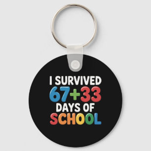 I Survived 67+33 Days Of School 100th Day Math Six Key Ring