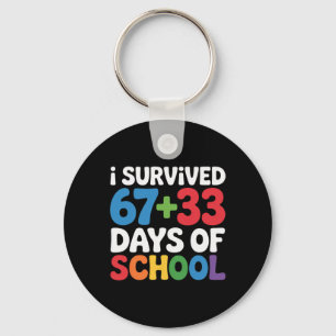 I Survived 67+33 Days Of School 100th Day Math Six Key Ring