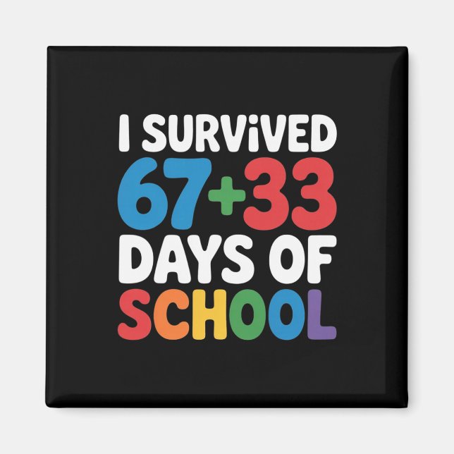 I Survived 67+33 Days Of School 100th Day Math Six Magnet (Front)