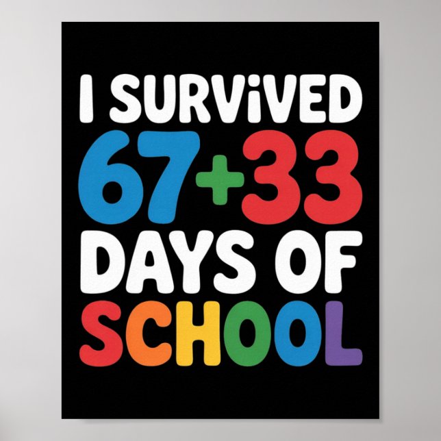 I Survived 67+33 Days Of School 100th Day Math Six Poster (Front)