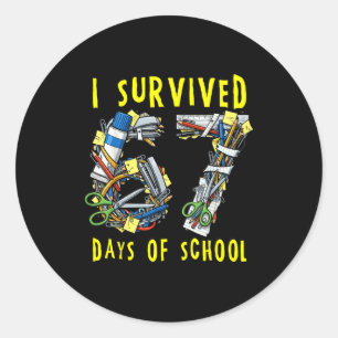 I Survived 67 + 33 Days Of School 100th Day Math T Classic Round Sticker