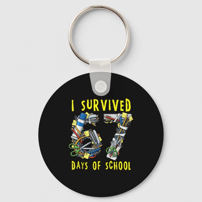 I Survived 67 + 33 Days Of School 100th Day Math T Key Ring (Front)