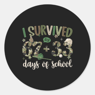 I Survived 67 + 33 Days Of School Camo Boy Girl Te Classic Round Sticker