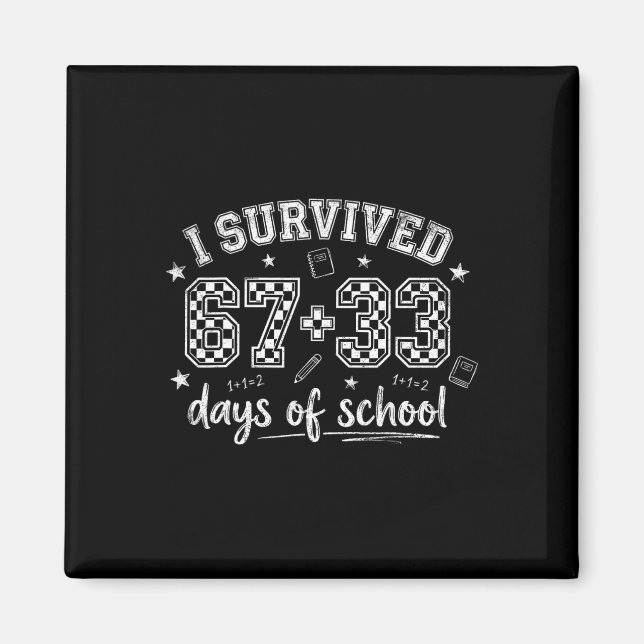 I Survived 67 33 Days Of School Funny Teacher Stud Magnet (Front)