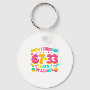 I Survived 67 + 33 Days Of School Ice Cream Drip G Key Ring