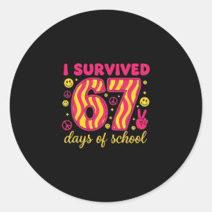 I Survived 67 Days Of School 100 Days Brainrot Six Classic Round Sticker