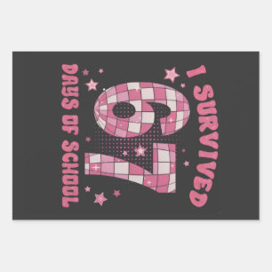 I Survived 67 Days of School 100th Days Of School  Wrapping Paper Sheet