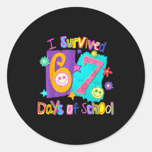 I Survived 67 Days Of School 67 Meme Student Teach Classic Round Sticker