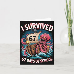 I Survived 67 Days Of School 6-7 Boys Kids Rate Oc Card