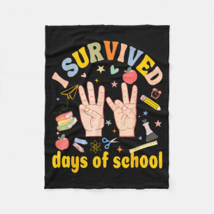 I Survived 67 Days Of School American Sign Languag Fleece Blanket