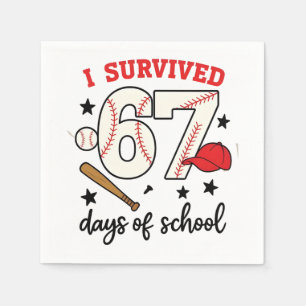 I Survived 67 Days of School Baseball Sport 100   Napkin