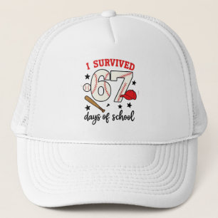 I Survived 67 Days of School Baseball Sport 100 Trucker Hat