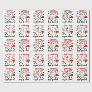 I Survived 67 Days of School Baseball Sport 100 Wrapping Paper