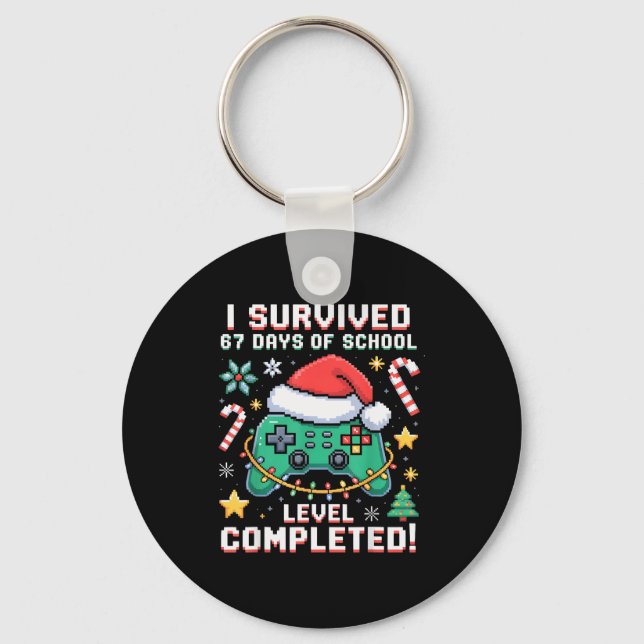 I Survived 67 Days Of School Boys Gamer Controller Key Ring (Front)
