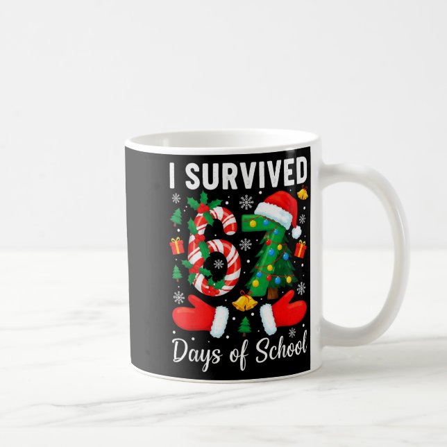 I Survived 67 Days Of School Candy Cane Christmas  Coffee Mug (Right)