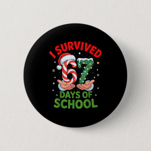 I Survived 67 Days Of School Christmas Candy Cane 6 Cm Round Badge