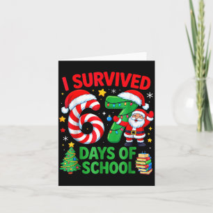 I Survived 67 Days Of School Christmas Candy Cane  Card
