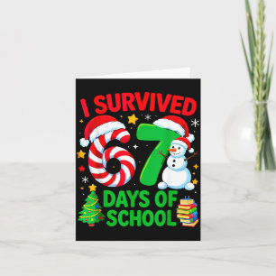 I Survived 67 Days Of School Christmas Candy Cane  Card