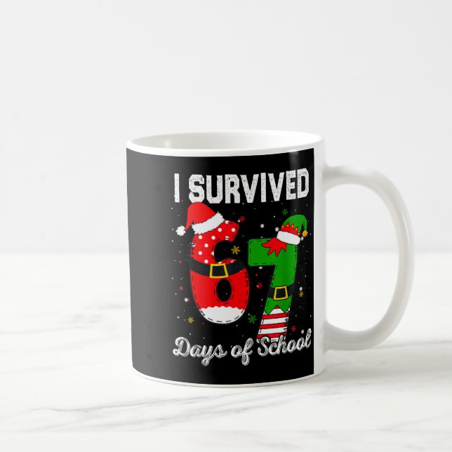 I Survived 67 Days Of School Christmas Candy Cane  Coffee Mug (Right)