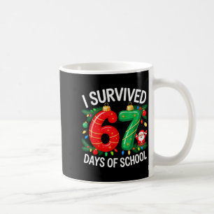 I Survived 67 Days Of School Christmas Candy Cane Coffee Mug
