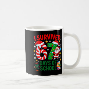 I Survived 67 Days Of School Christmas Candy Cane Coffee Mug