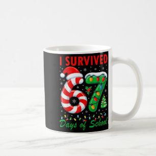 I Survived 67 Days Of School Christmas Candy Cane  Coffee Mug