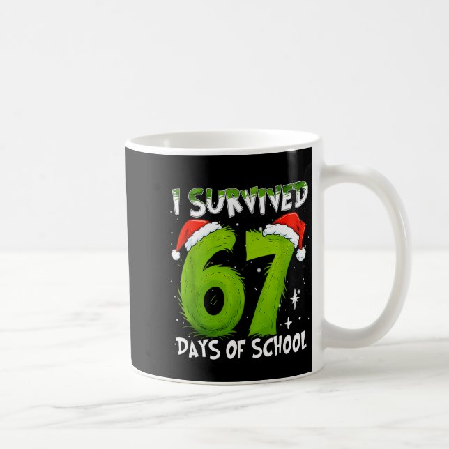 I Survived 67 Days Of School Christmas Candy Cane  Coffee Mug (Right)