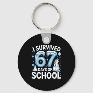 I Survived 67 Days Of School Christmas Candy Cane Key Ring