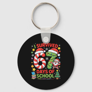 I Survived 67 Days Of School Christmas Candy Cane Key Ring