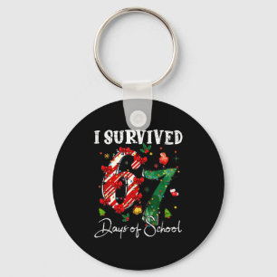I Survived 67 Days Of School Christmas Candy Cane Key Ring