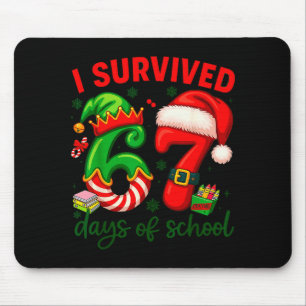 I Survived 67 Days Of School Christmas Candy Cane Mouse Pad