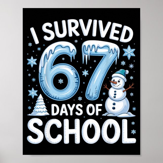 I Survived 67 Days Of School Christmas Candy Cane  Poster (Front)