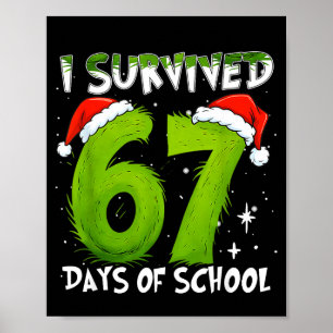 I Survived 67 Days Of School Christmas Candy Cane  Poster