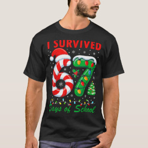 I Survived 67 Days Of School Christmas Candy Cane T-Shirt