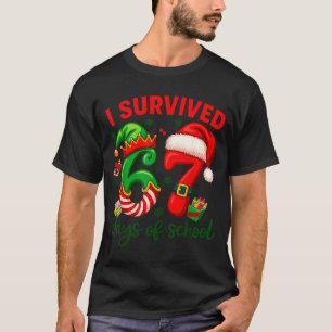 I Survived 67 Days Of School Christmas Candy Cane  T-Shirt