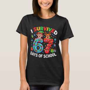 I Survived 67 Days Of School Christmas Candy Cane T-Shirt